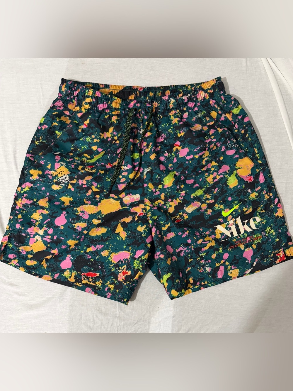 Nike Multicolor Paint-Splatter Active Shorts - Teal Base